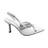 Pantofi Zoe Alb -Argintiu