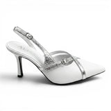 Pantofi Zoe Alb -Argintiu